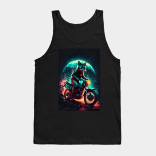 Cyber Cat Riding Dirt Bike Tank Top